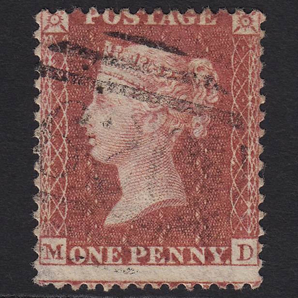 GB QV 1857 1d Rose-red (Plate 27) SG40-C10(1) MD FU Plymouth 620 Misperf