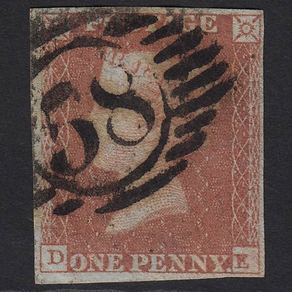 GB QV 1841 1d Red-brown Pl 115 SG8-B1(1) DE FU London No.58 4M Imperf