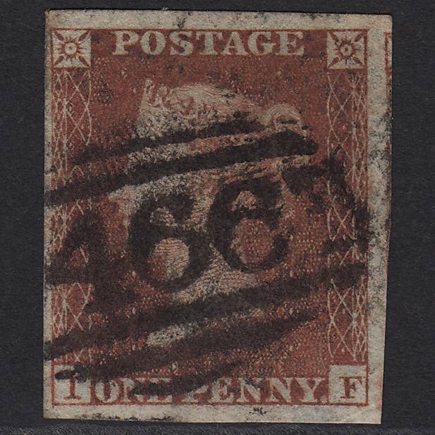 GB QV 1841 1d DP Red-brown (Plate 159) SG10-B2(1) IF GU 4M Liverpool 466