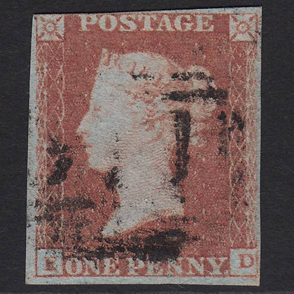 GB QV 1841 1d Red-brown (Plate 91) SG8-B1(1) ED FU nr 4 Margins