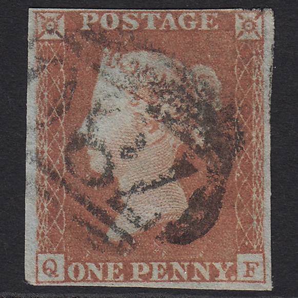 GB QV 1841 1d Red-brown Pl 101 SG8-B1(1) QF GU nr 4 Margins Tavistock 780