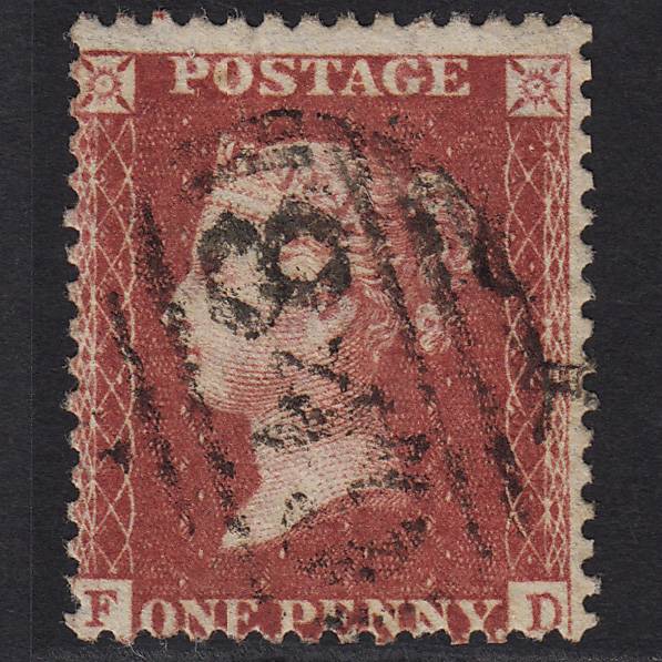 GB QV 1857 1d Rose-red (Plate 37) SG40-C10(1) FD GU Misperf