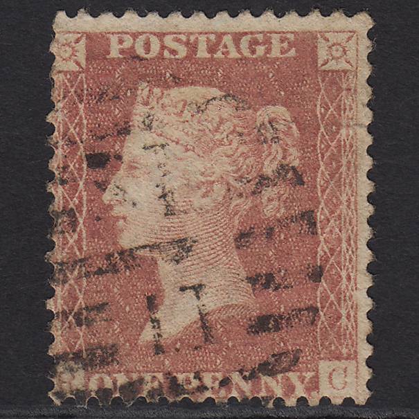 GB QV 1857 1d Rose-red (Plate 43) SG40-C10(1) RC GU London D&S Cancel