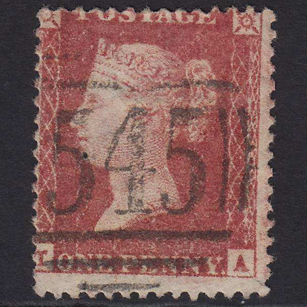 GB QV 1857 1d Rose-red (Plate 38) SG40-C10(1) TA FU Newcastle 545 Misperf