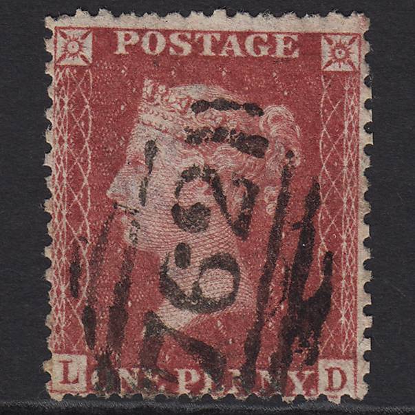 GB QV 1857 1d Rose-red (Plate 55) SG40-C10(1) LD GU Swaffham 762