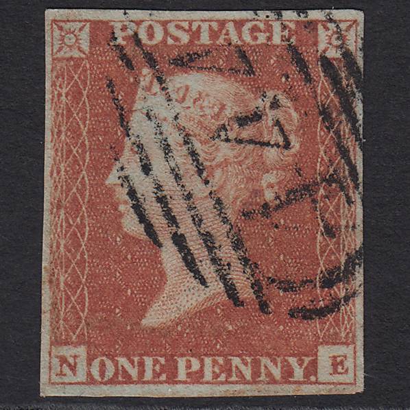 GB QV 1841 1d Red-brown Pl 87 SG8-B1(1) NE FU 4 Margins Leamington 444