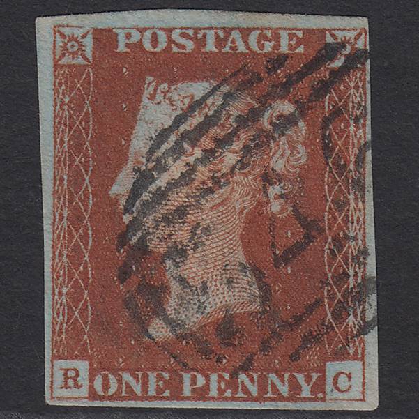 GB QV 1841 1d Red-brown Pl 57 SG8-B1(1) RC FU Newcastle-under-lyme 546