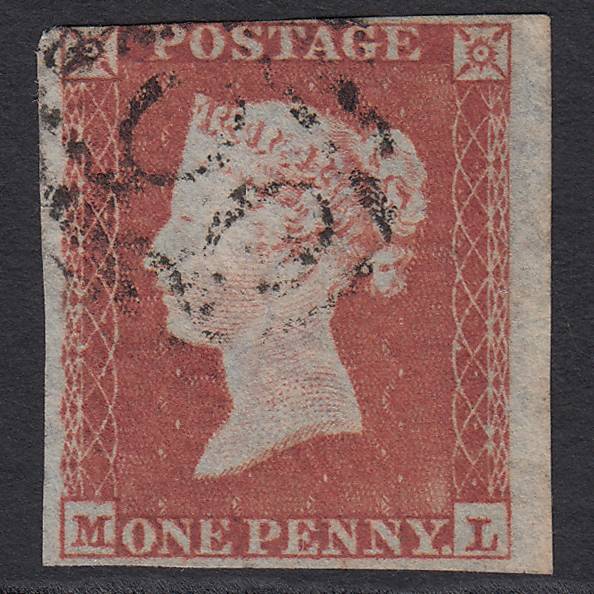 GB QV 1841 1d Red-brown Pl 138 SG8-B2(1) Blue Head ML FU 3m Light Cancel