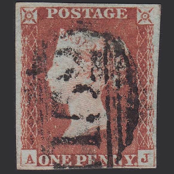 GB QV 1841 1d Red-brown (Plate 73) SG8-B1(1) AJ FU 4M Burton-on-trent 152