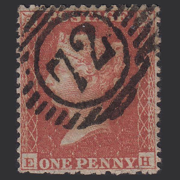 GB QV 1855 1d Red-brown (Plate 2) SG24-C3(1) EH FU London D&S 72 Well Centred