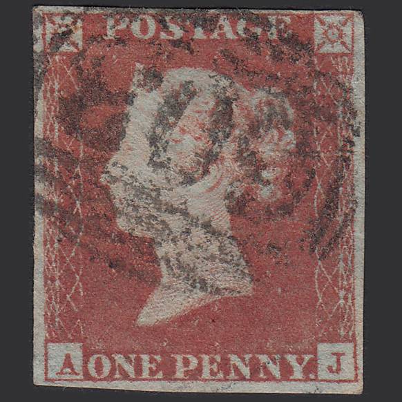 GB QV 1841 1d Red-brown (Plate 126) SG8-B2(1) AJ GU 4 Margins Oxford 603