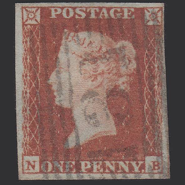 GB QV 1841 1d Red-brown Pl 91 SG8-B1(1) NB FU 4M Imperf Edinburgh 131