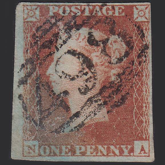 GB QV 1841 1d Red-brown Pl 98 SG8-B1(1) NA GU 4 Margins Manchester 498