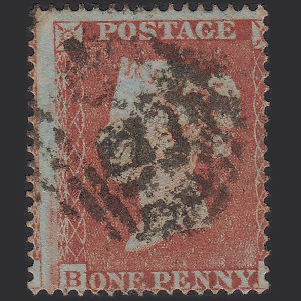 GB QV 1854 1d Red-brown SG17-C1(1) B? GU Large Misperf