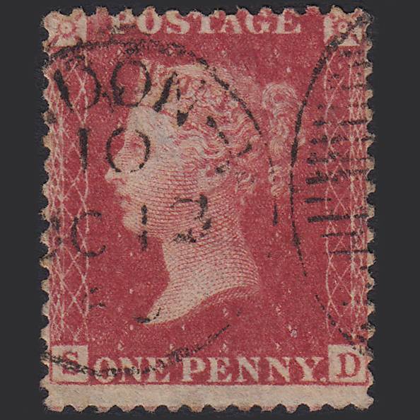 GB QV 1857 1d Rose-red Pl 52 SG40-C10(1) SD GU London CDS Cancel Misperf