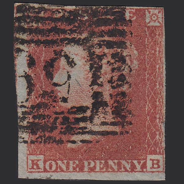GB QV 1841 1d Red-brown (Plate 165) SG8-B2(1) KB GU 4 Margins Glasgow 159