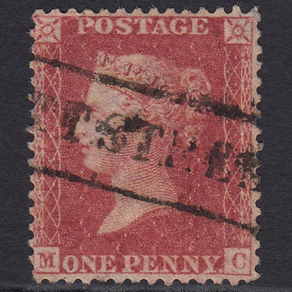 GB QV 1857 1d (Plate 44) SG40-C10(1) MC GU Pitt Street Scots Local Cancel