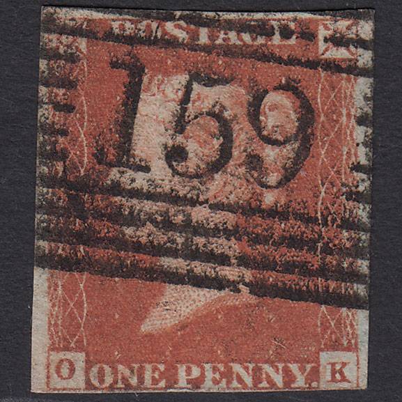 GB QV 1841 1d Red-brown Pl 72 SG8-B1(1) OK GU nr 4 Margins Glasgow 159