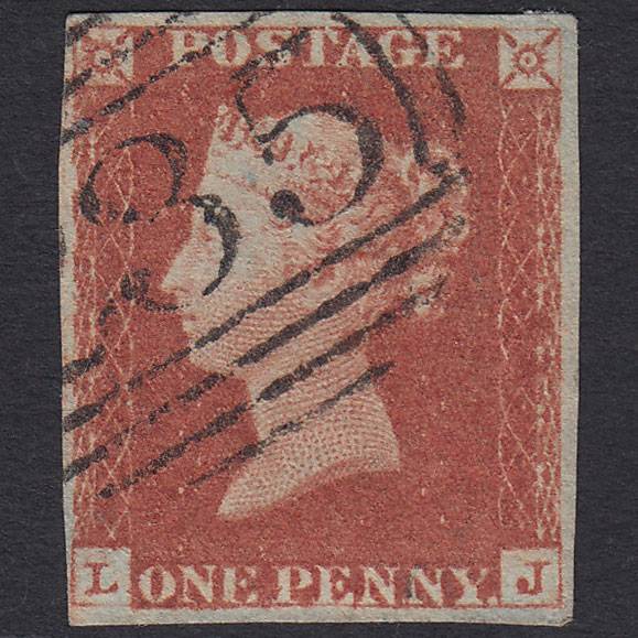 GB QV 1841 1d Red-brown Pl 74 SG8-B1(1) LJ FU 4 Margins Staindrop 235