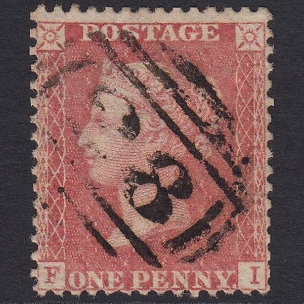 GB QV 1857 1d Rose-Red Transitional (Plate 34) SGC9A(3) FI FU Ashbourne 28