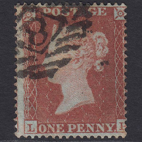 GB QV 1854 1d Red-brown (Plate 182) SG17-C1(1) LB GU London IS 8 Misperf