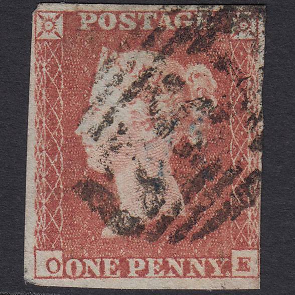 GB QV 1841 1d Red-brown Pl 92 SG8-B1(1) OE GU 4 Margins Sunderland 761