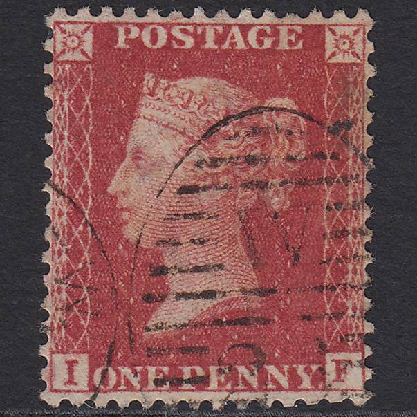 GB QV 1857 1d Pl 34 SG41-C10(4) IF FU London D&S Cancel Perfect Centring