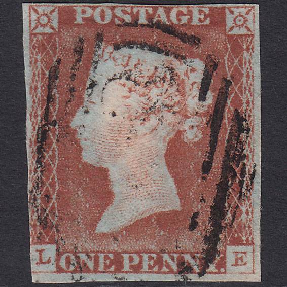 GB QV 1841 1d Pale Red-brown (Plate 35) SG9-B1(3) LE FU 3 Margins