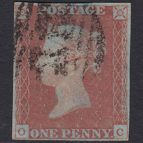GB QV 1841 1d Very Blued (Plate 77) SG8a-B1(2) OC GU 4 Margins
