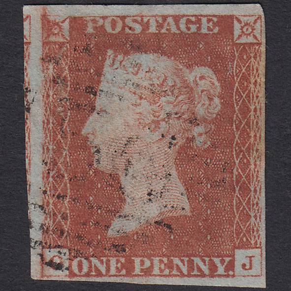 GB QV 1841 1d Red-brown (Plate 61) SG8-B1(1) OJ GU 4 Margins Light Cancel