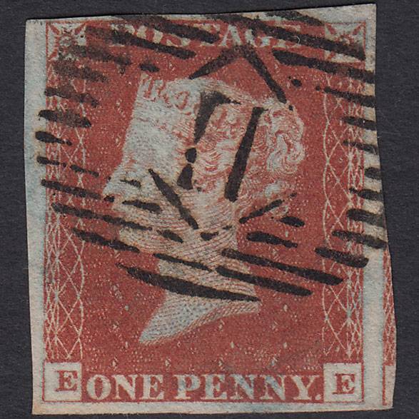 GB QV 1841 1d Red-brown (Plate 56) SG8-B1(1) EE FU 4 Margins London IS 11