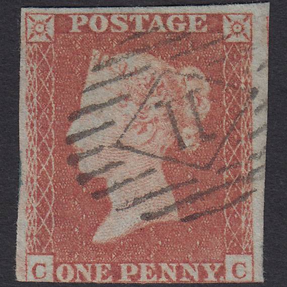 GB QV 1841 1d Red-brown Pl 168 SG8-B2(1) CC FU 3 Margins London IS 11