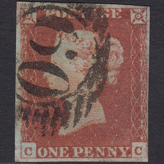 GB QV 1841 1d Red-brown (Plate 74) SG8-B1(1) CC FU 4 Margins London D&S 60