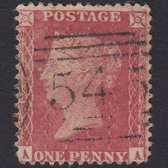 GB QV 1857 1d Pl 57 SG40-C10(1) AA FU Missing Imprimatur Newcastle 545