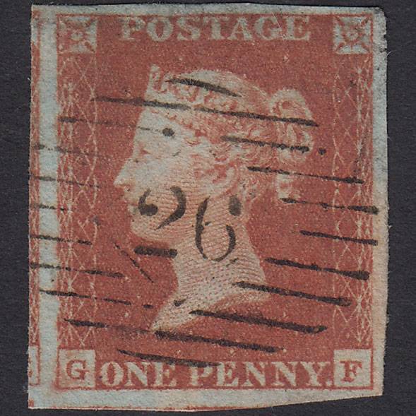 GB QV 1841 1d Red-brown (Plate 87) SG8-B1(1) GF FU 4M London IS 26 26.c