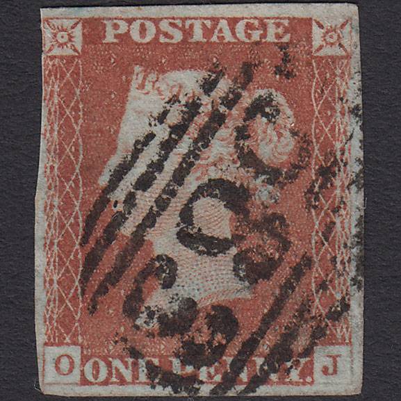 GB QV 1841 1d Red-brown Pl 63 SG8-B1(1) OJ GU 4 Margins Nottingham 583