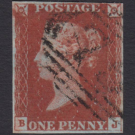 GB QV 1841 1d Deep Red-brown (Plate 64) SG10-B1(4) BJ FU 4M Birmingham 75