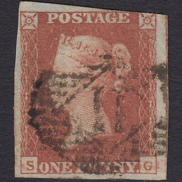 GB QV 1841 1d Red-brown (Plate 97) SG8-B1(1) SG GU 3 Margins London IS 11