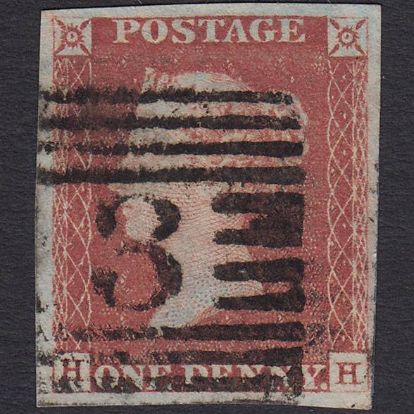 GB QV 1841 1d Red-brown Pl 80 SG8-B1(1) HH FU 4 Good Margins Scotland