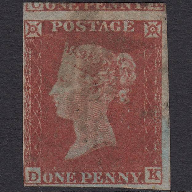 GB QV 1841 1d Red-brown Pl 160 SG8-B2(1) DK GU 4 Margins Light Cancel