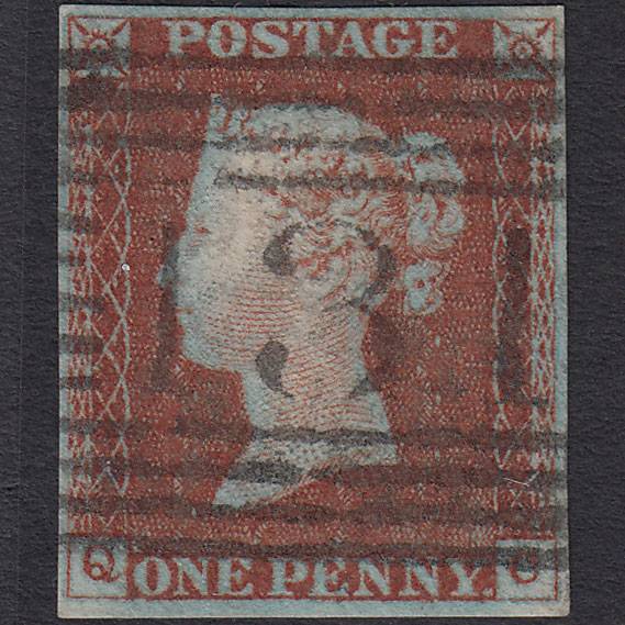 GB QV 1841 1d Red-brown (Plate 43) SG8-B1(1) QC VFU Edinburgh 131