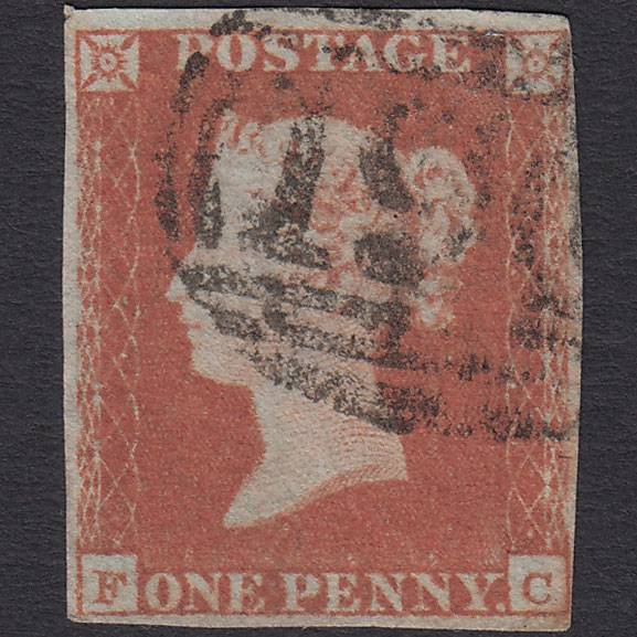 GB QV 1841 1d Red-brown (Plate 91) SG8-B1(1) FC FU 4 Margins