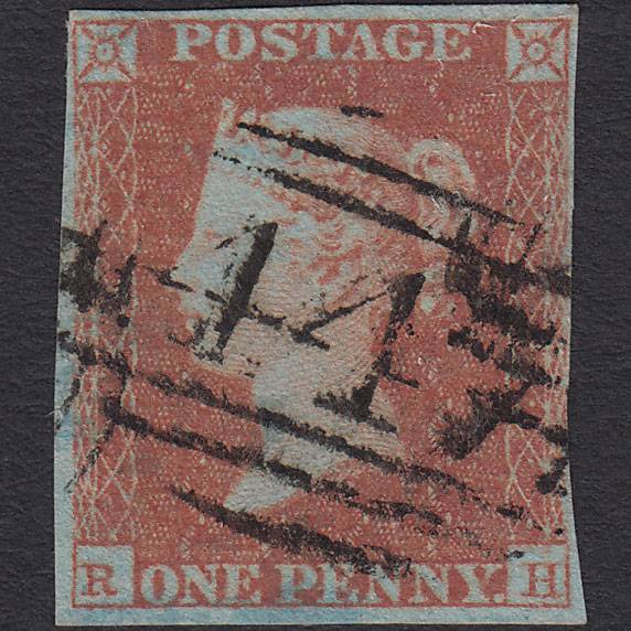 GB QV 1841 1d Red-brown (Plate 119) SG8-B1(1) RH FU nr 4 Margins Leeds 447
