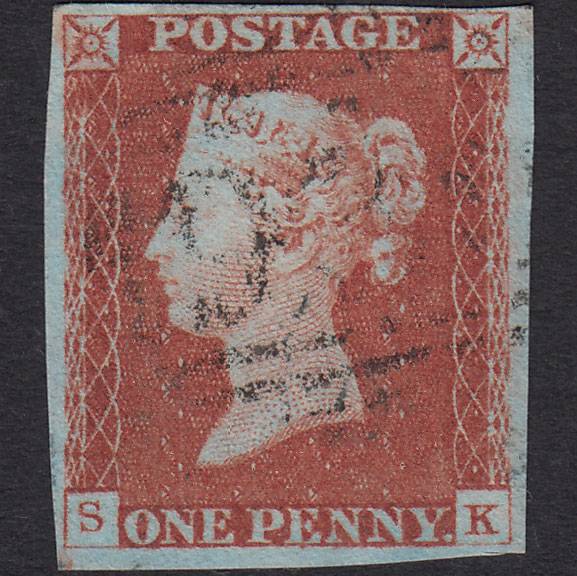 GB QV 1841 1d Red-brown (Plate 64) SG8-B1(1) SK FU 4 Margins Light Cancel