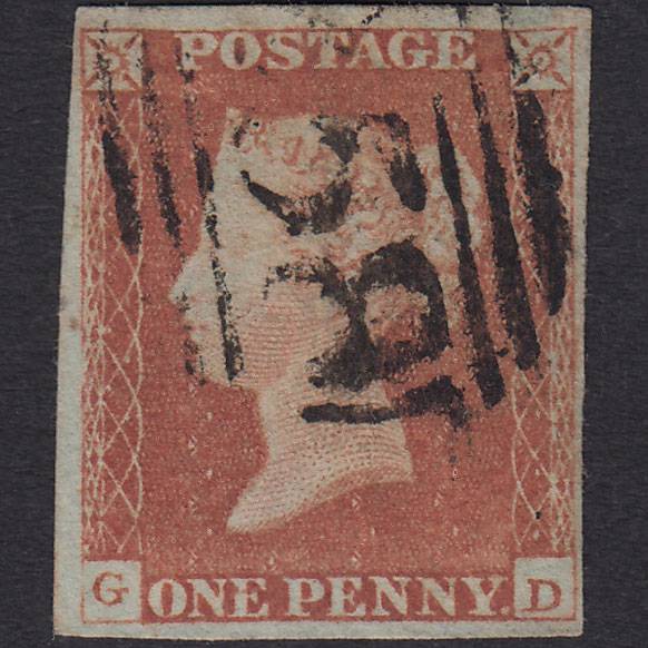 GB QV 1841 1d Red-brown (Plate 77) SG8-B1(1) GD GU 4 Margins