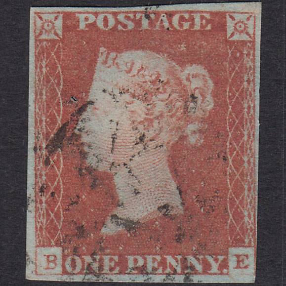 GB QV 1841 1d Red-brown (Plate 76) SG8-B1(1) BE FU 4 Margins Light Cancel