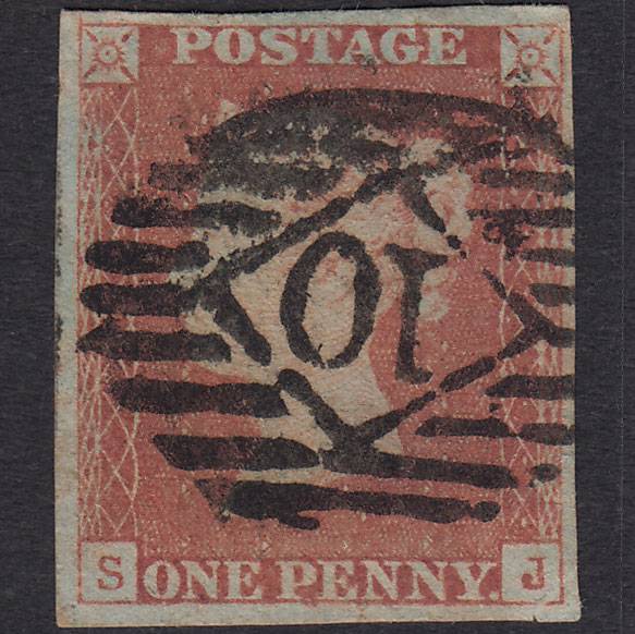 GB QV 1841 1d Red-brown (Plate 77) SG8-B1(1) SJ GU 4 Margins London IS 10