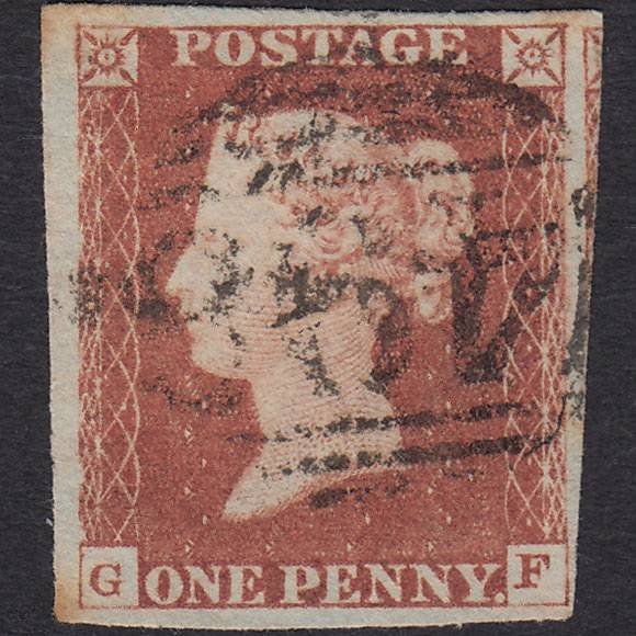 GB QV 1841 1d Red-brown Pl 77 SG8-B1(1) GF GU 4 Margins Manchester 498