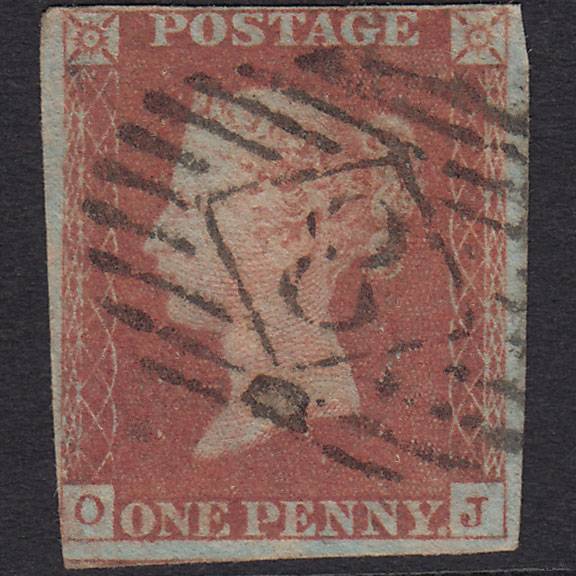 GB QV 1841 1d Red-brown Pl 77 SG8-B1(1) OJ GU nr 4 Margins London IS 8