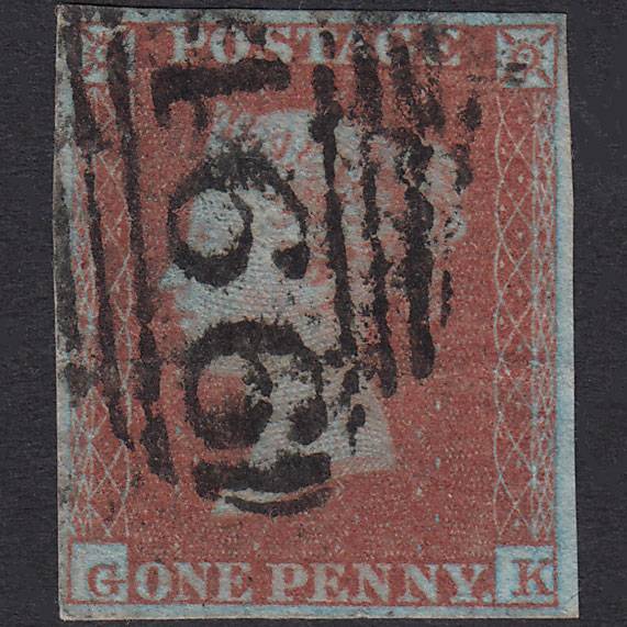 GB QV 1841 1d Very Blued Plate 136 SG8A-B1(2) GK GU 4M Liverpool 466